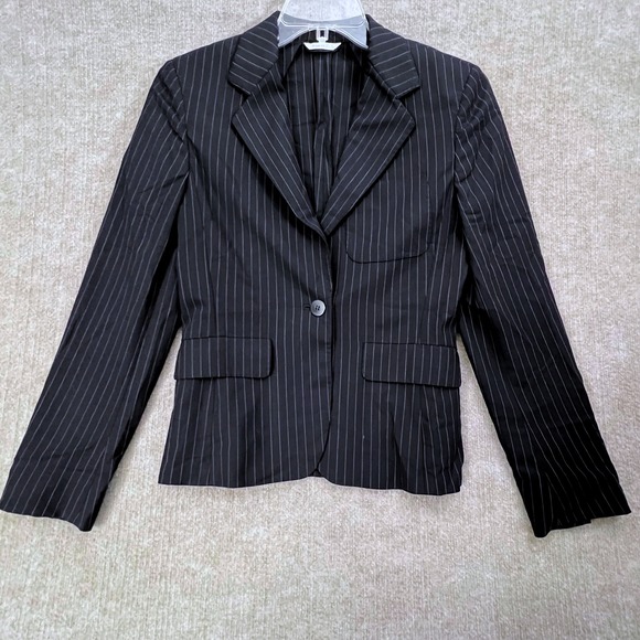 Max Mara Blazer Jacket Size 6 Wool Blend Pinstripe Made in Italy Career Suiting - Picture 1 of 9